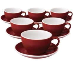 6 Tasses Café Latte Et Sous-tasses Egg 30 Cl Rouge - Loveramics