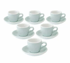 6 Tasses Espresso Et Sous-tasses Egg 8 Cl River Blue - Loveramics