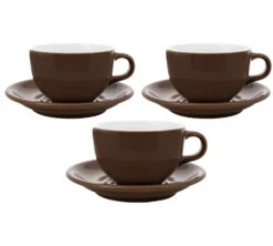 3 Tasses Et Sous Tasses Latte Bowl 19 Cl Marron - ORIGAMI