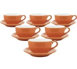 Tasses - ORIGAMI - Tasses Et Sous Tasses Latte Bowl Orange 25cl X6