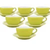 6 Tasses Et Sous Tasses Latte Bowl Origami 25 Cl - Vert