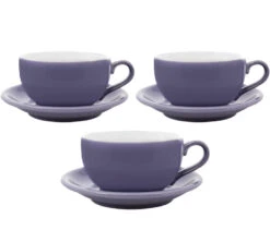 3 Tasses Et Sous Tasses Latte Bowl 25 Cl Violet - ORIGAMI