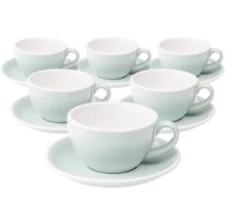 6 Tasses Cappuccino Et Sous-tasses Egg 20 Cl River Blue - Loveramics